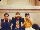 Backstage at Bread and Roses Festival, Berklee, CA, 1980. L to R: Leonard Cohen, Mitch Watkins, Roscoe Beck